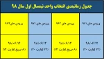 زمانبندی انتخاب واحد نیمسال 981